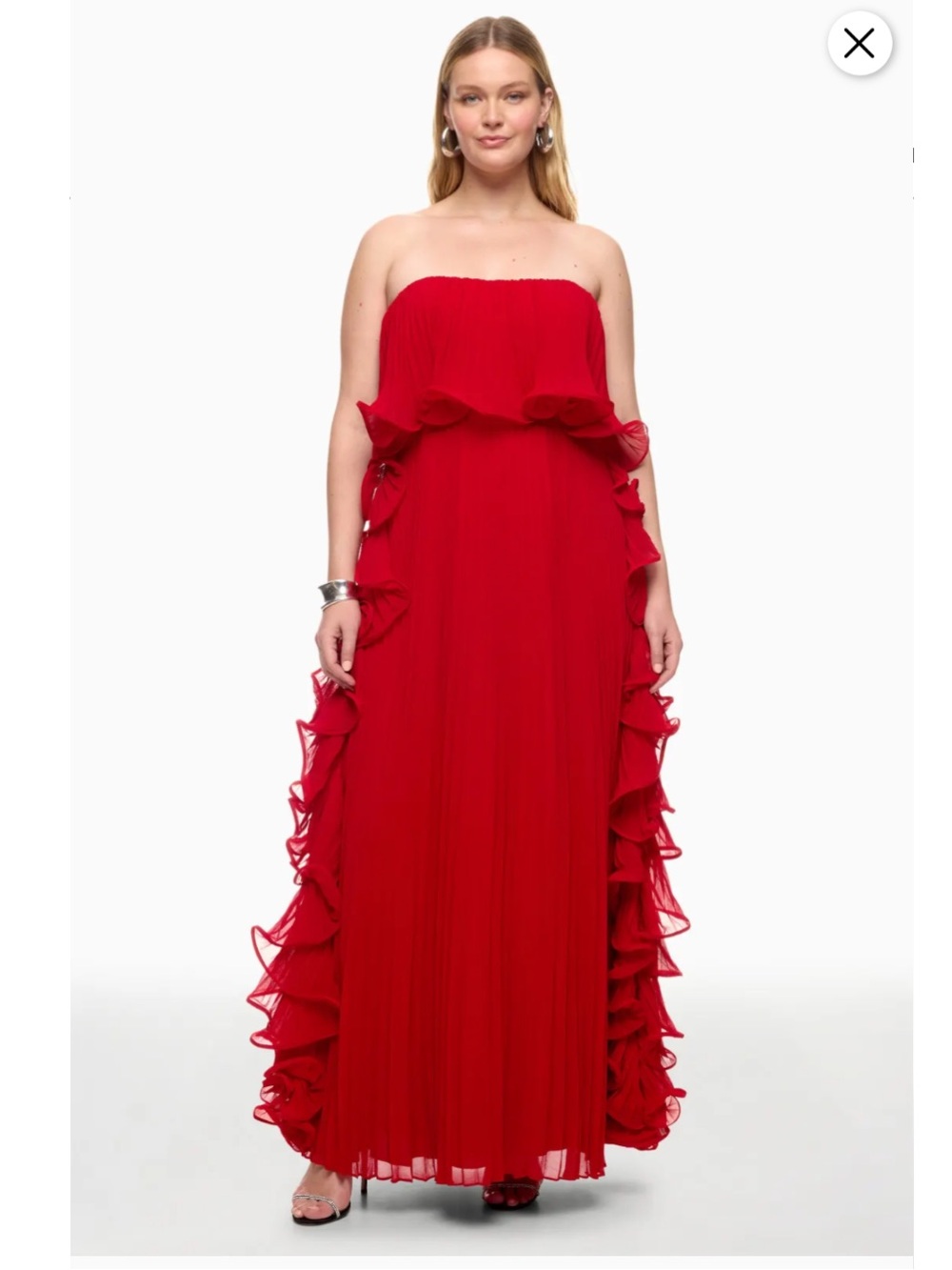 Badgley Mischka Pleated Ruffle Gown, Size: 10